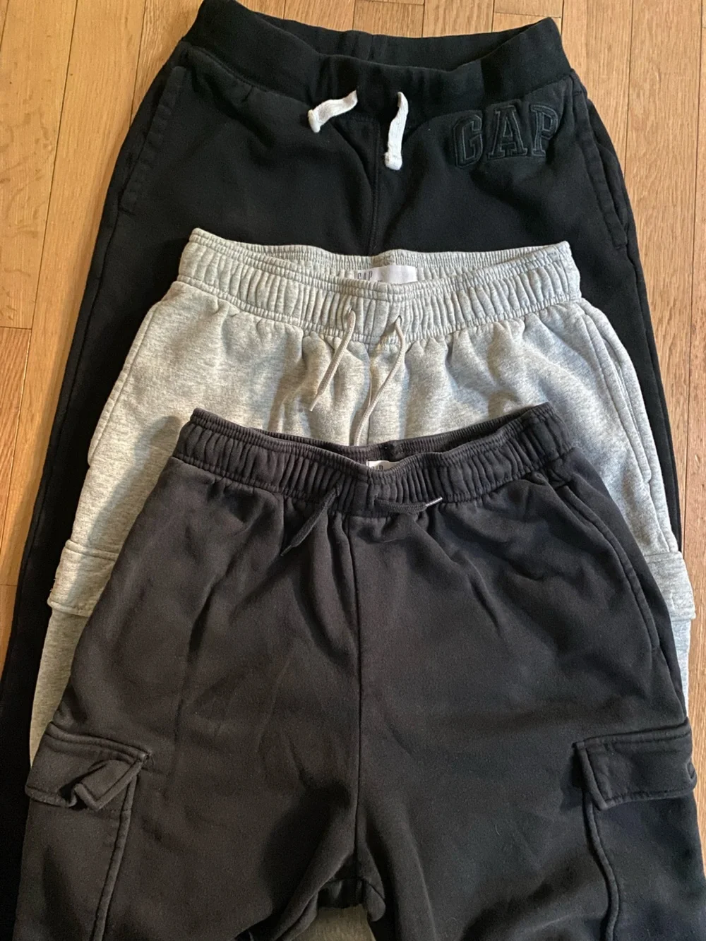 GAP Kids Boys Size XXL 3 Pairs Black & Gray Jogger Sweatpants